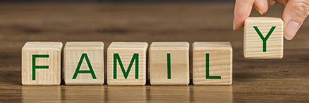 Photo of blocks that spell family for the Family History Foundations genealogy course