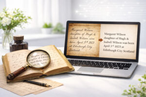 ChatGPT created image - transcribing historical documents