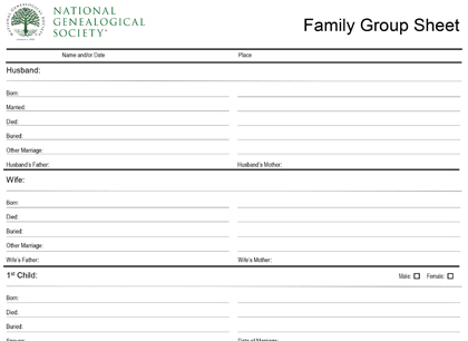Free Charts and Templates - National Genealogical Society